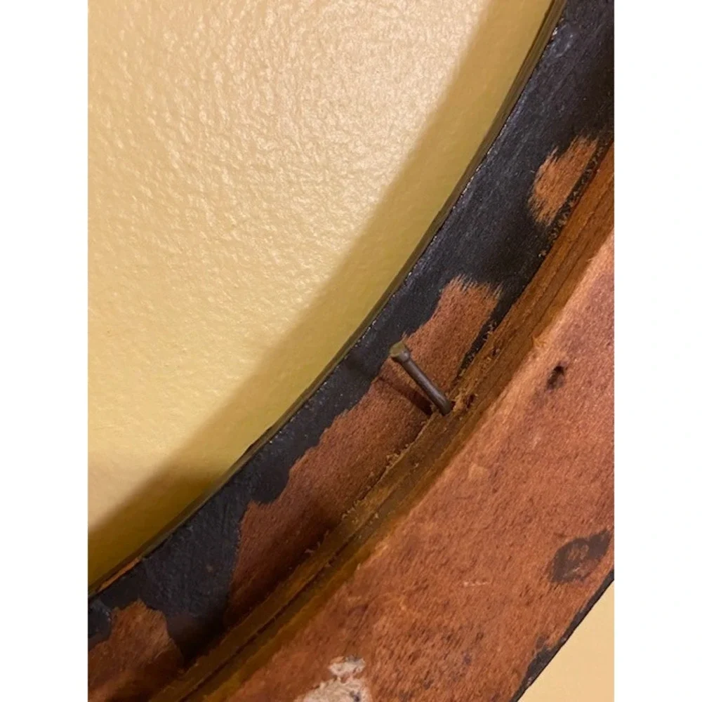 Antique Victorian Oval Wood Picture Frame Faux Bois Beaded Inner Liner Brown